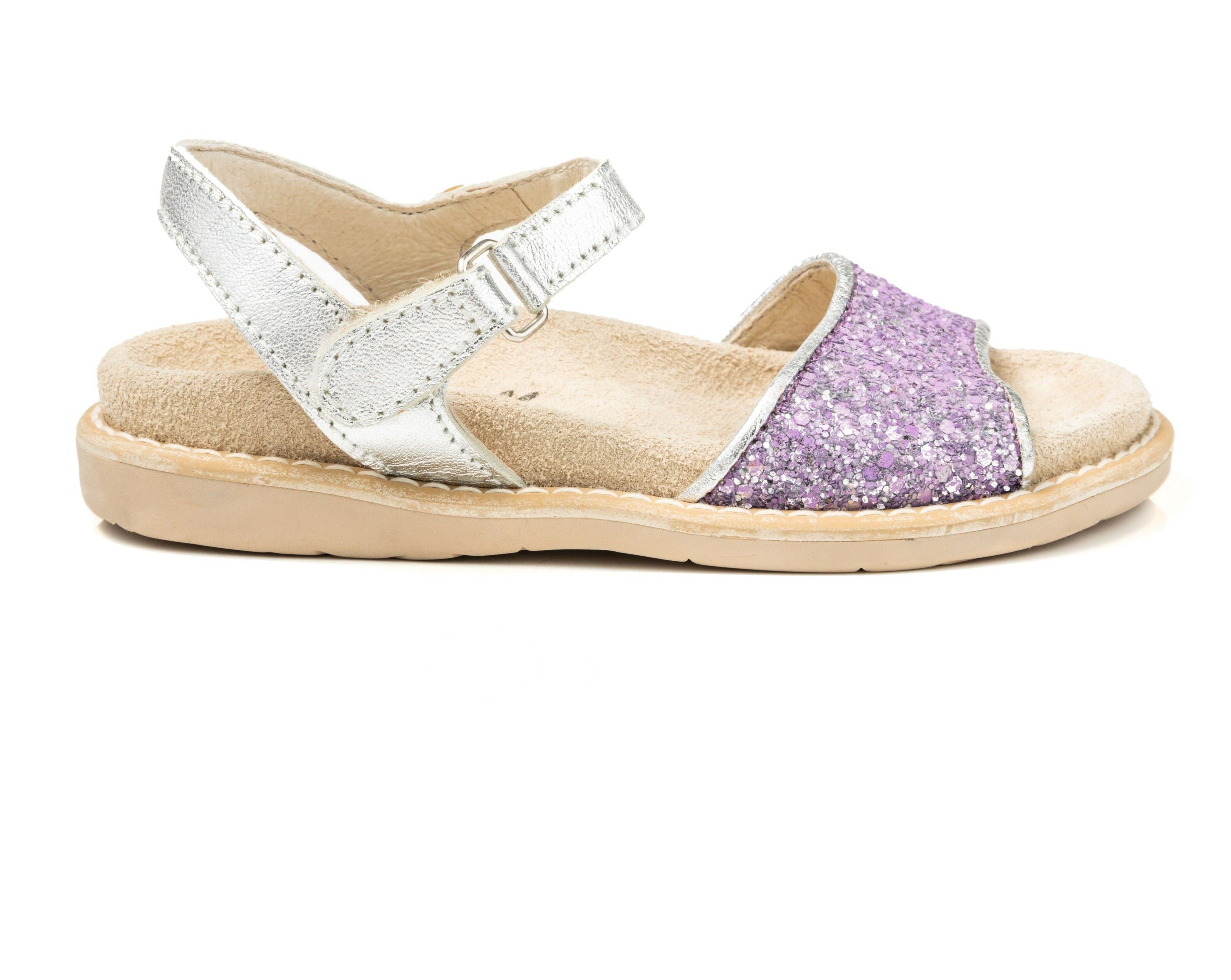 Glitter Leather Kids Menorcan Sandal - Iker 1098R