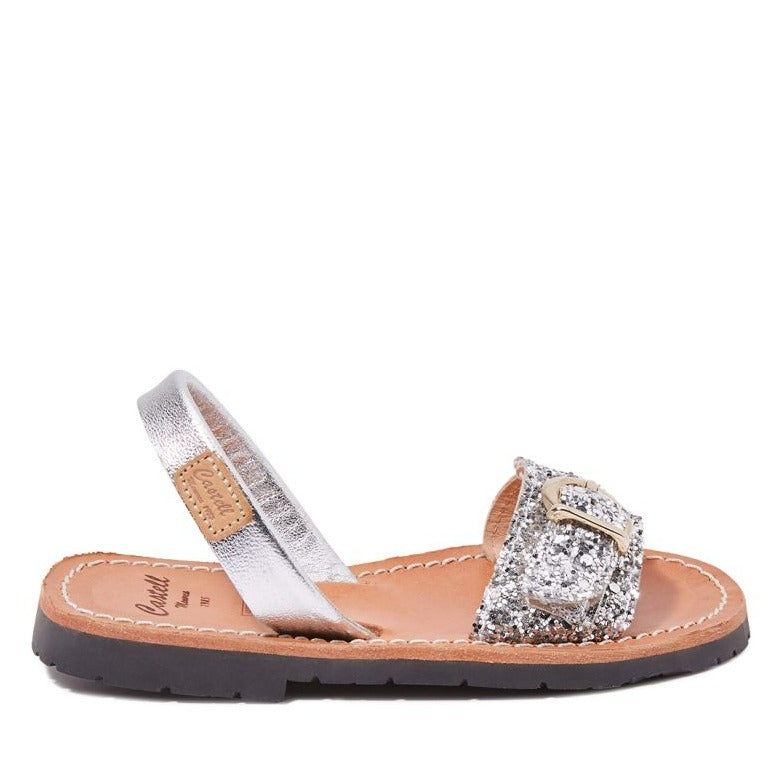 Glitter Leather Open Toe Kids Menorcan Sandal (Renewed) - A 1620