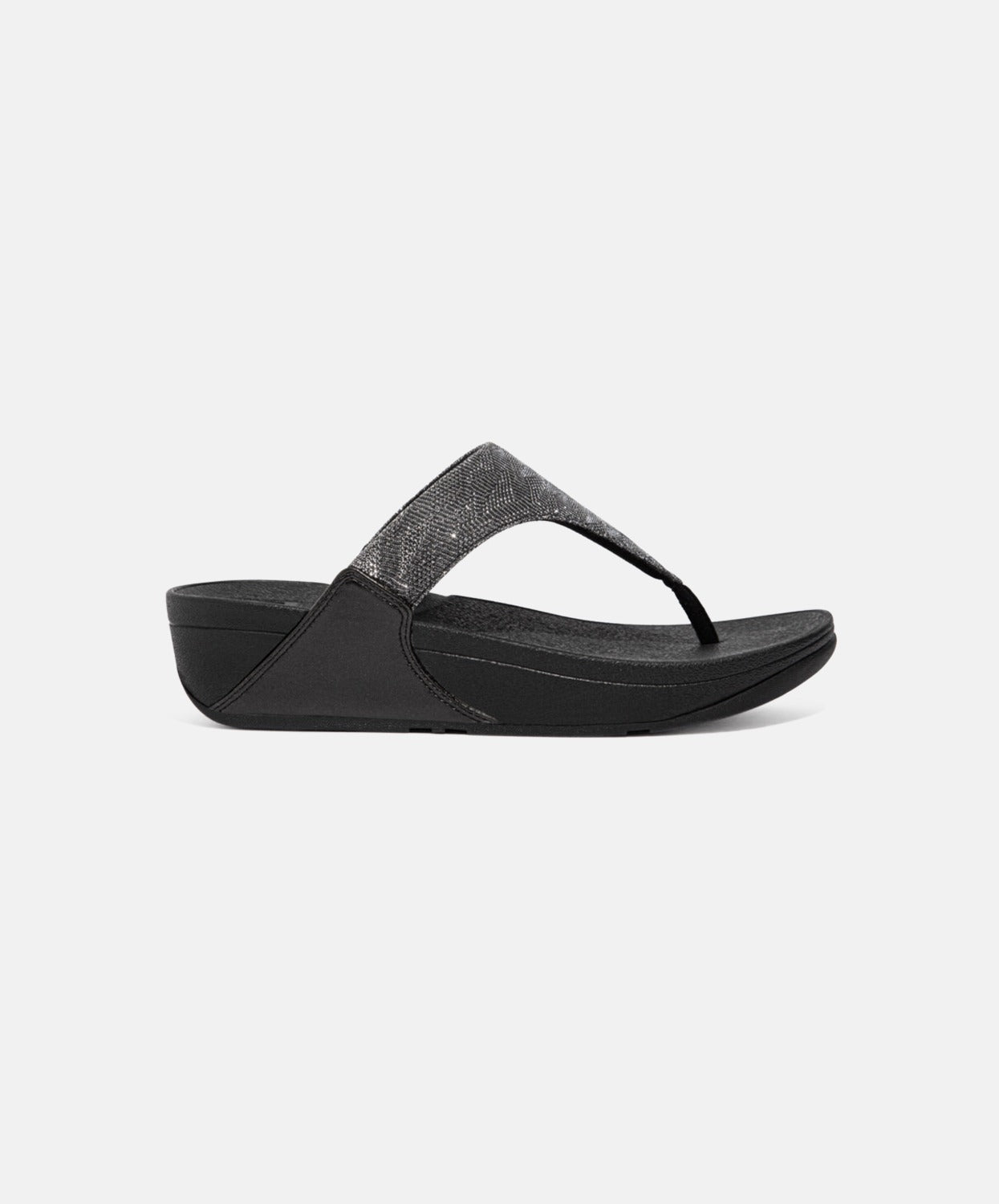 Glitz Toe Post Sandals - FitFlop Lulu - All Black