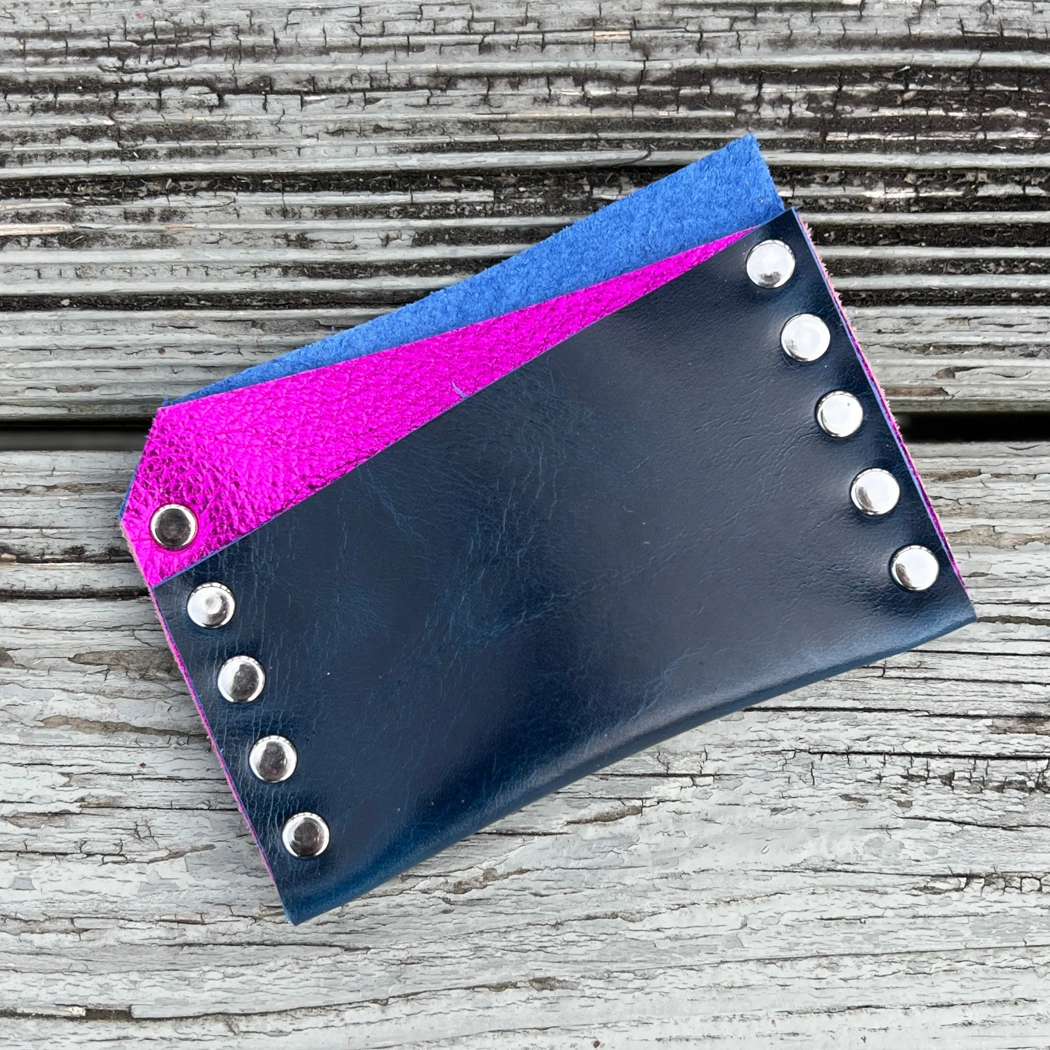 Glossy Blue and Metallic Pink Card Wallet