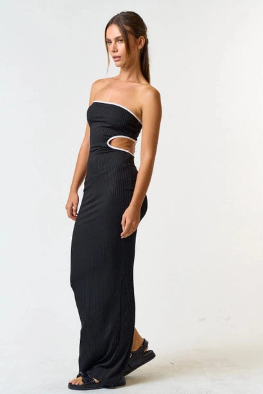 go out long maxi dress black