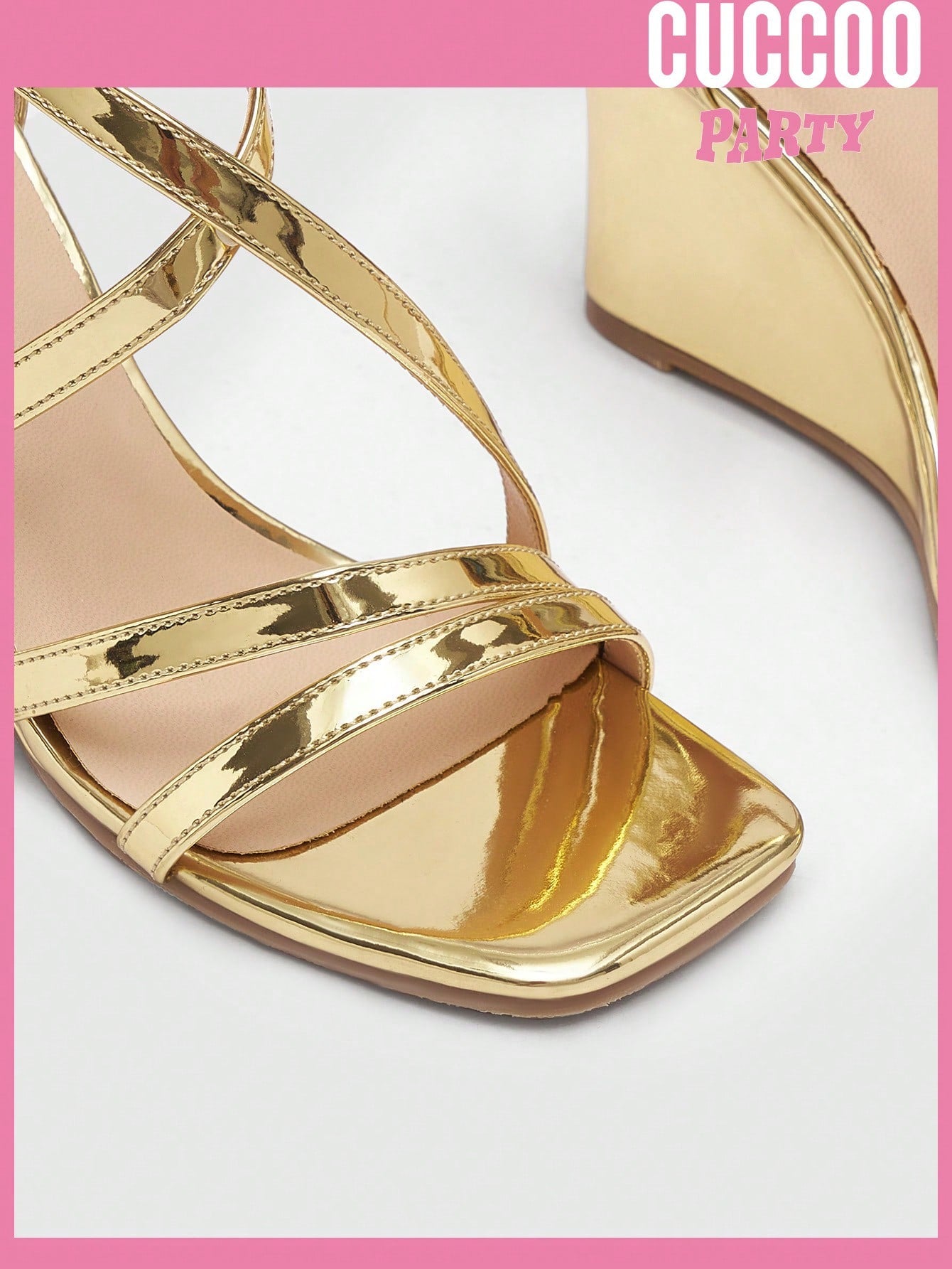 Gold wedge heel sandals spring summer woman shoes fashionable