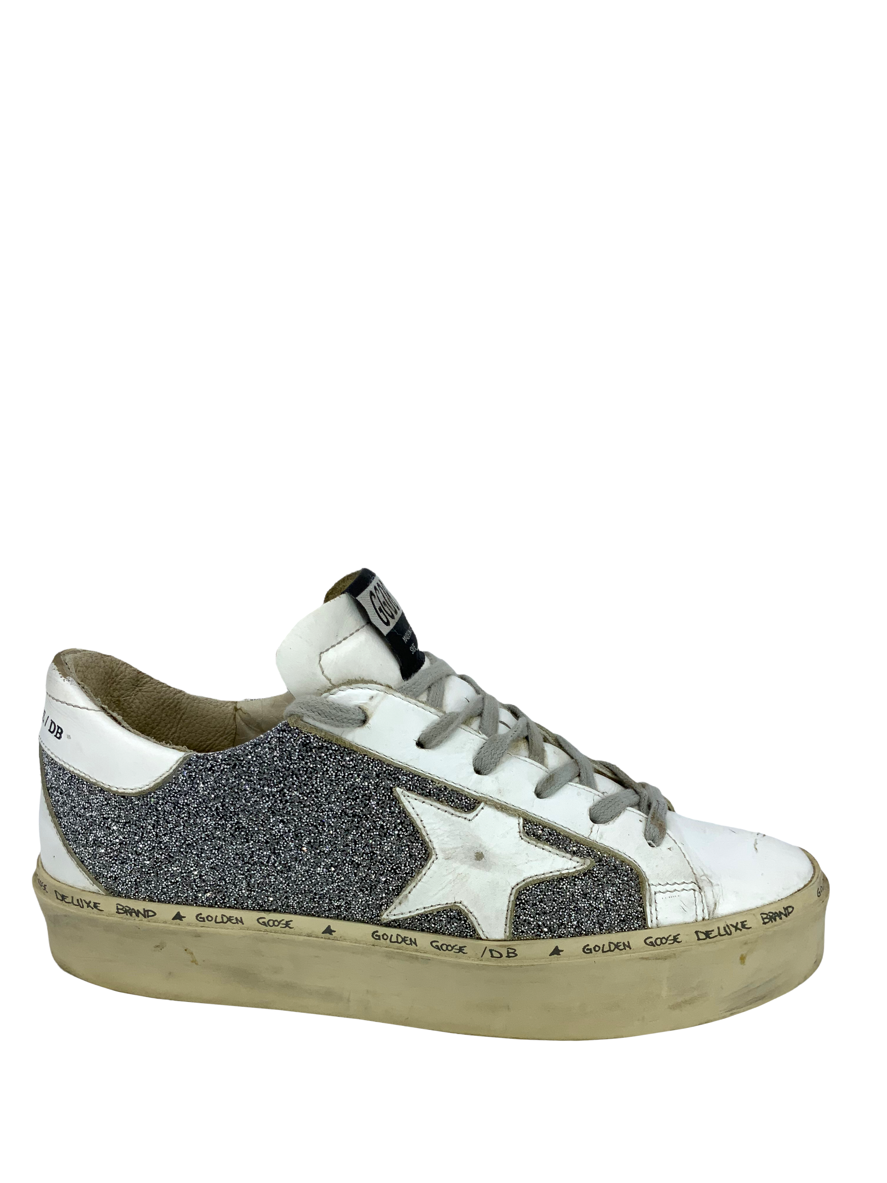 Golden Goose Superstar Glitter Sneakers Size 7.