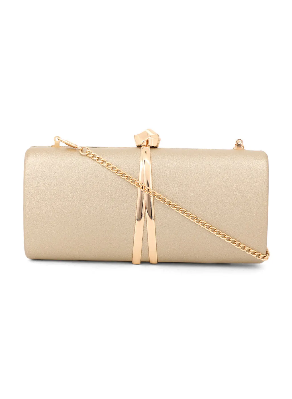 Golden Rectangular Clutch Bag