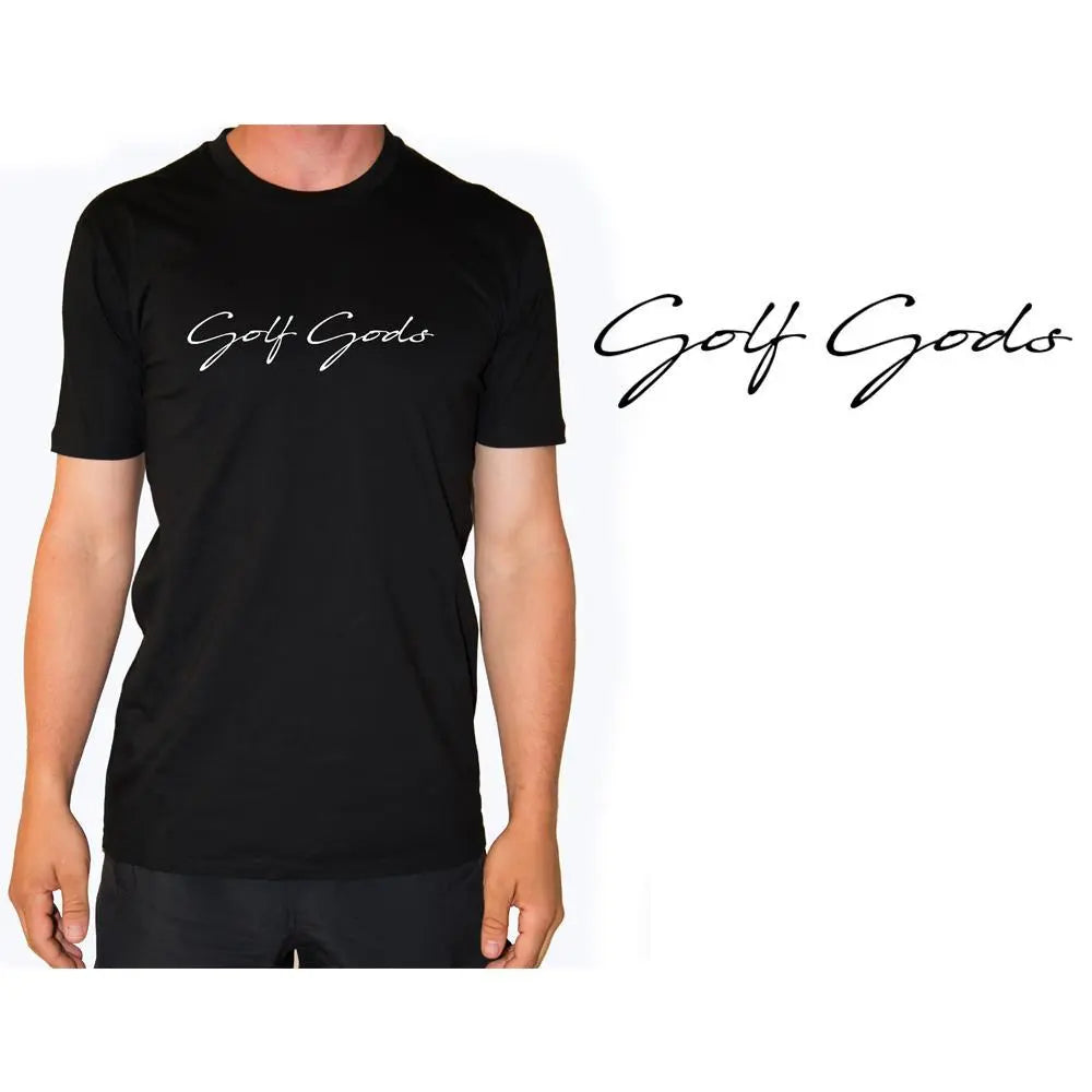 Golf Gods Black Script T-Shirt