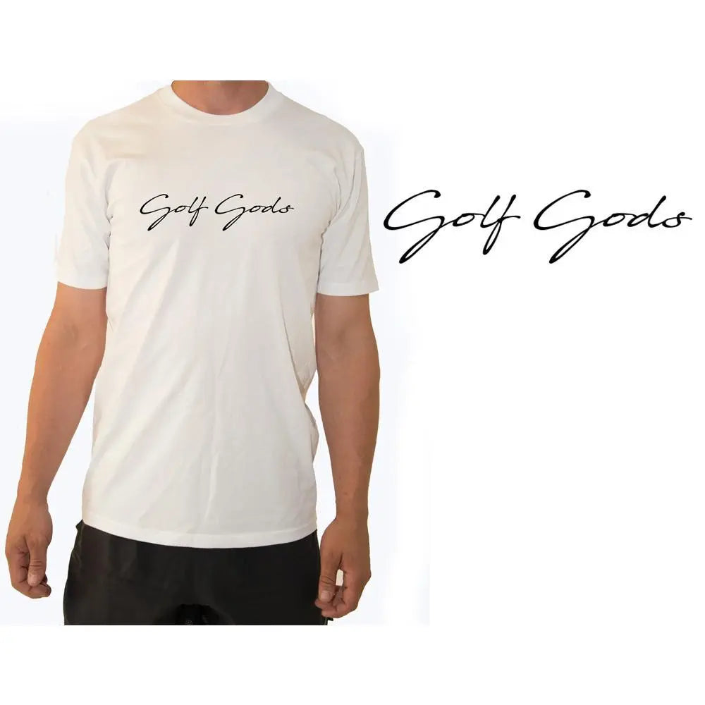 Golf Gods - White Script T-Shirt