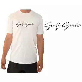 Golf Gods - White Script T-Shirt