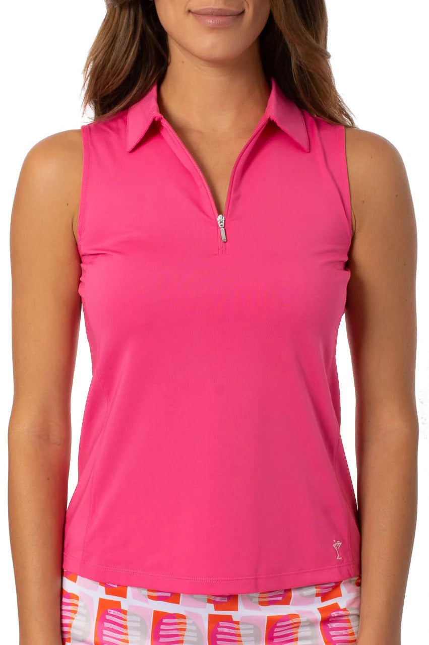 Golftini Women's Sleeveless Polo Shirt in Hot Pink