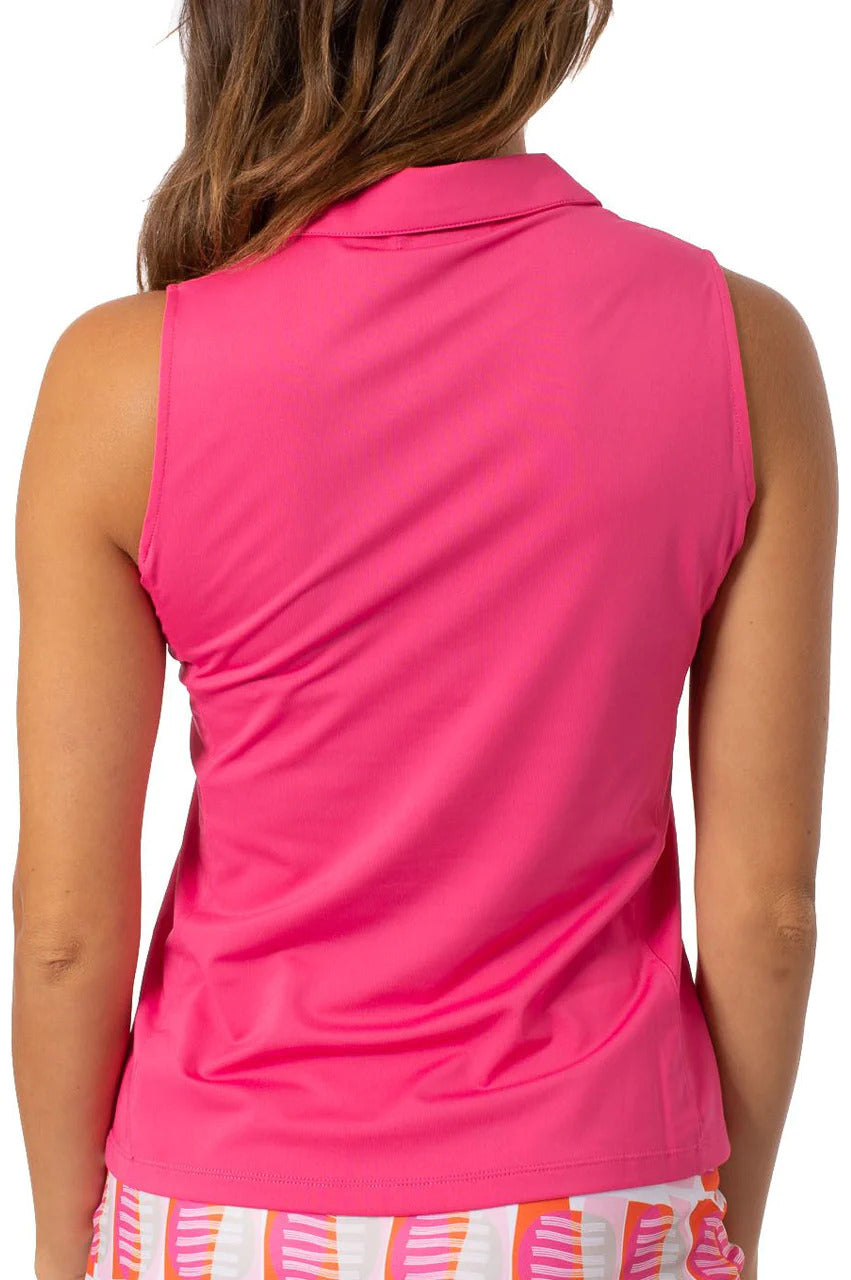 Golftini Women's Sleeveless Polo Shirt in Hot Pink