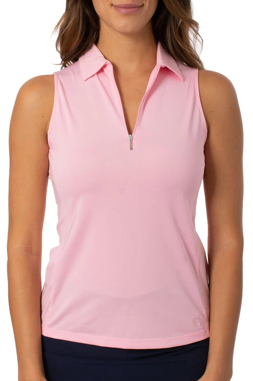 Golftini Sleeveless Polo Light Pink.