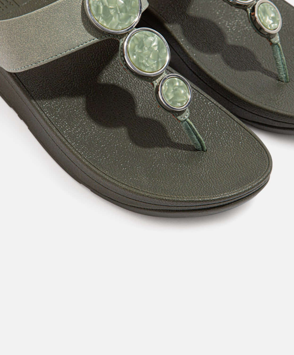 Green FitFlop Halo Shimmer Toe Post Sandals