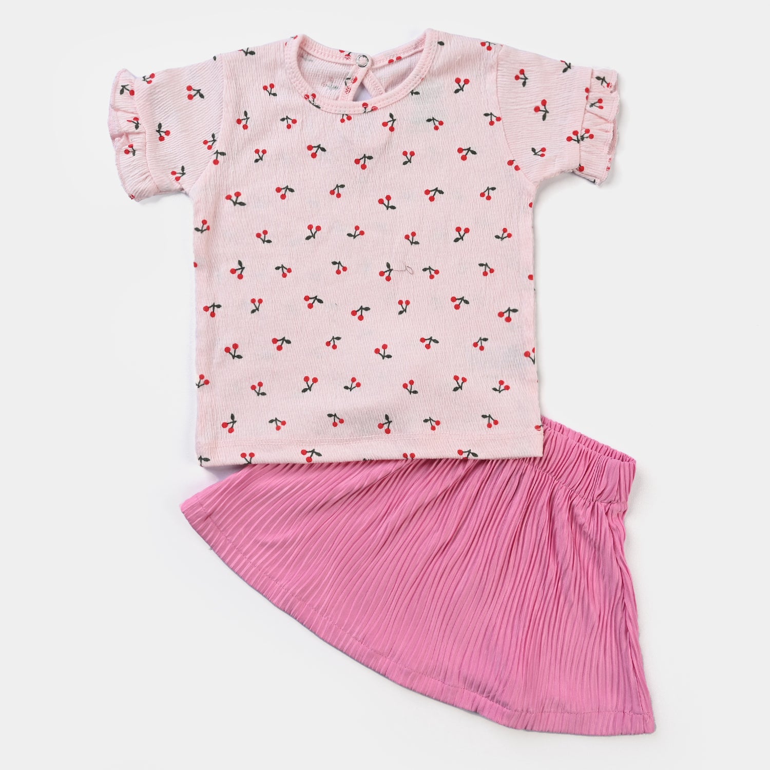 Grey/Pink Cotton Jersey 2 Piece Set for Infant Girls