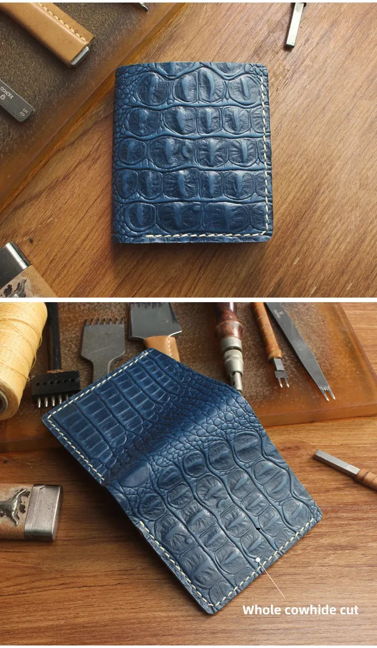 Handmade Genuine Leather Wallet - Alligator Pattern - Unisex - 6 Card Slots