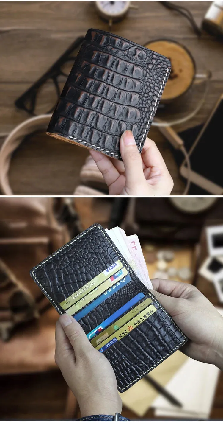 Handmade Genuine Leather Wallet - Alligator Pattern - Unisex - 6 Card Slots