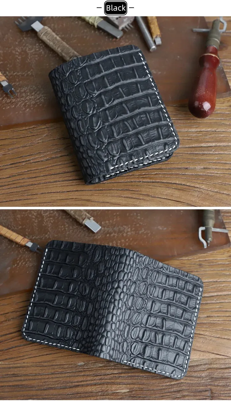 Handmade Genuine Leather Wallet - Alligator Pattern - Unisex - 6 Card Slots