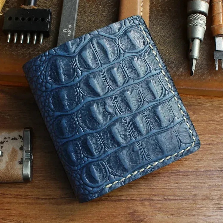 Handmade Genuine Leather Wallet - Alligator Pattern - Unisex - 6 Card Slots