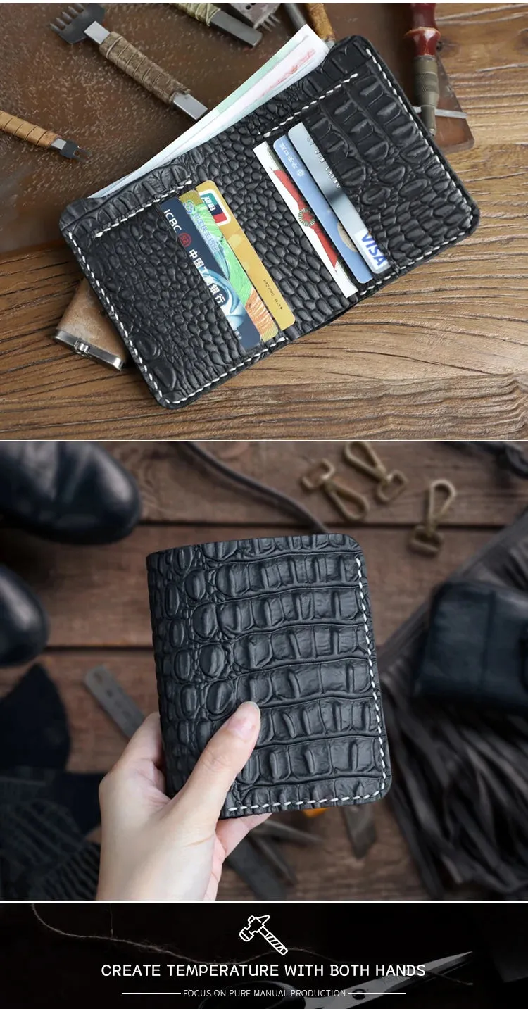 Handmade Genuine Leather Wallet - Alligator Pattern - Unisex - 6 Card Slots