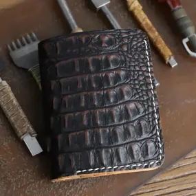 Handmade Genuine Leather Wallet - Alligator Pattern - Unisex - 6 Card Slots