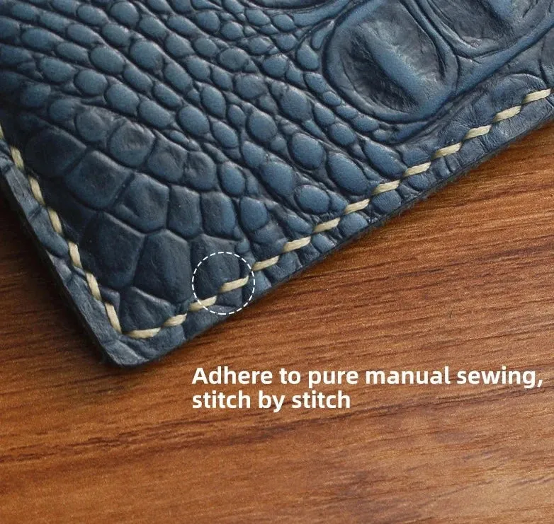 Handmade Genuine Leather Wallet - Alligator Pattern - Unisex - 6 Card Slots