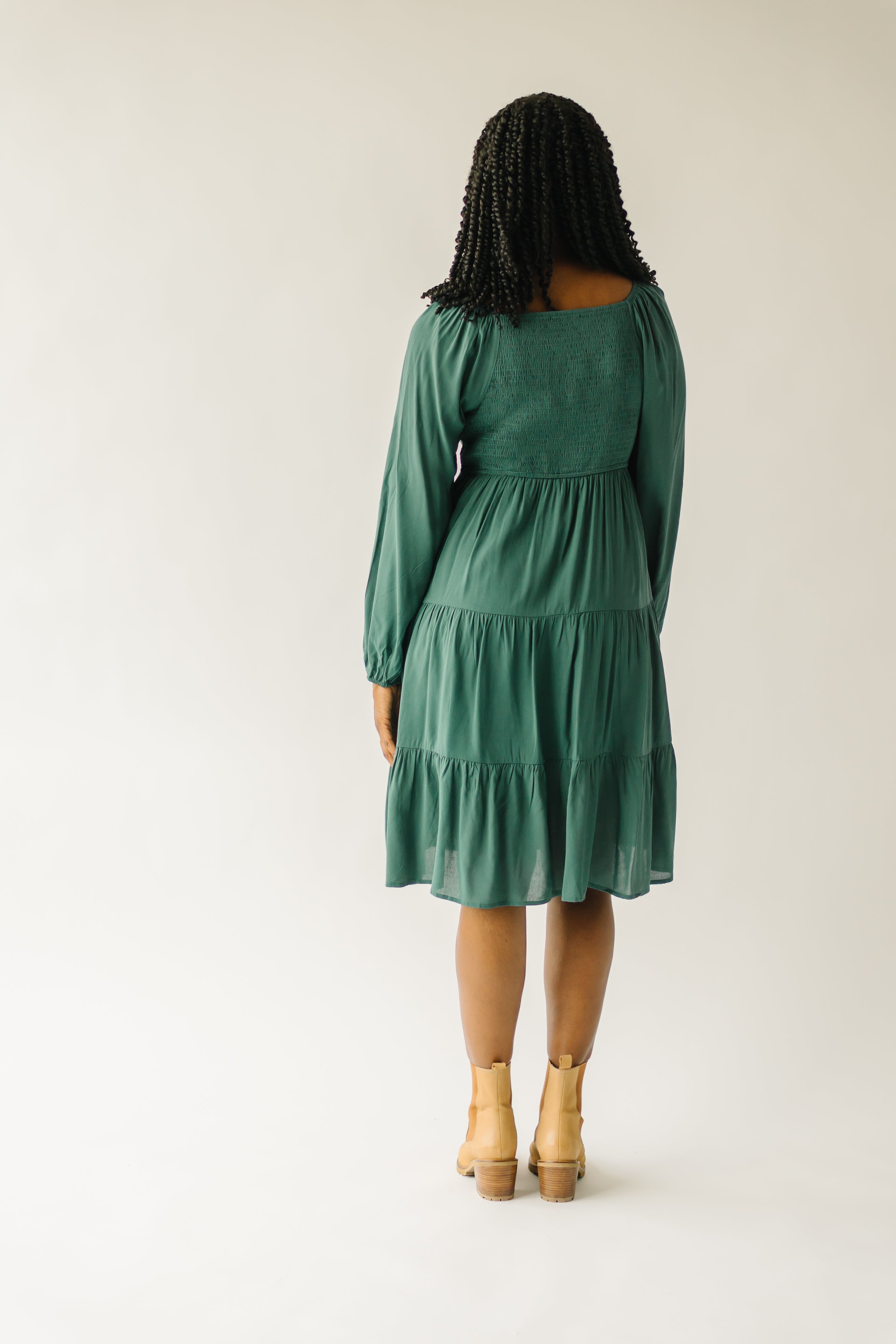 Havana Dress - Hunter Green - Embroidered Detail.