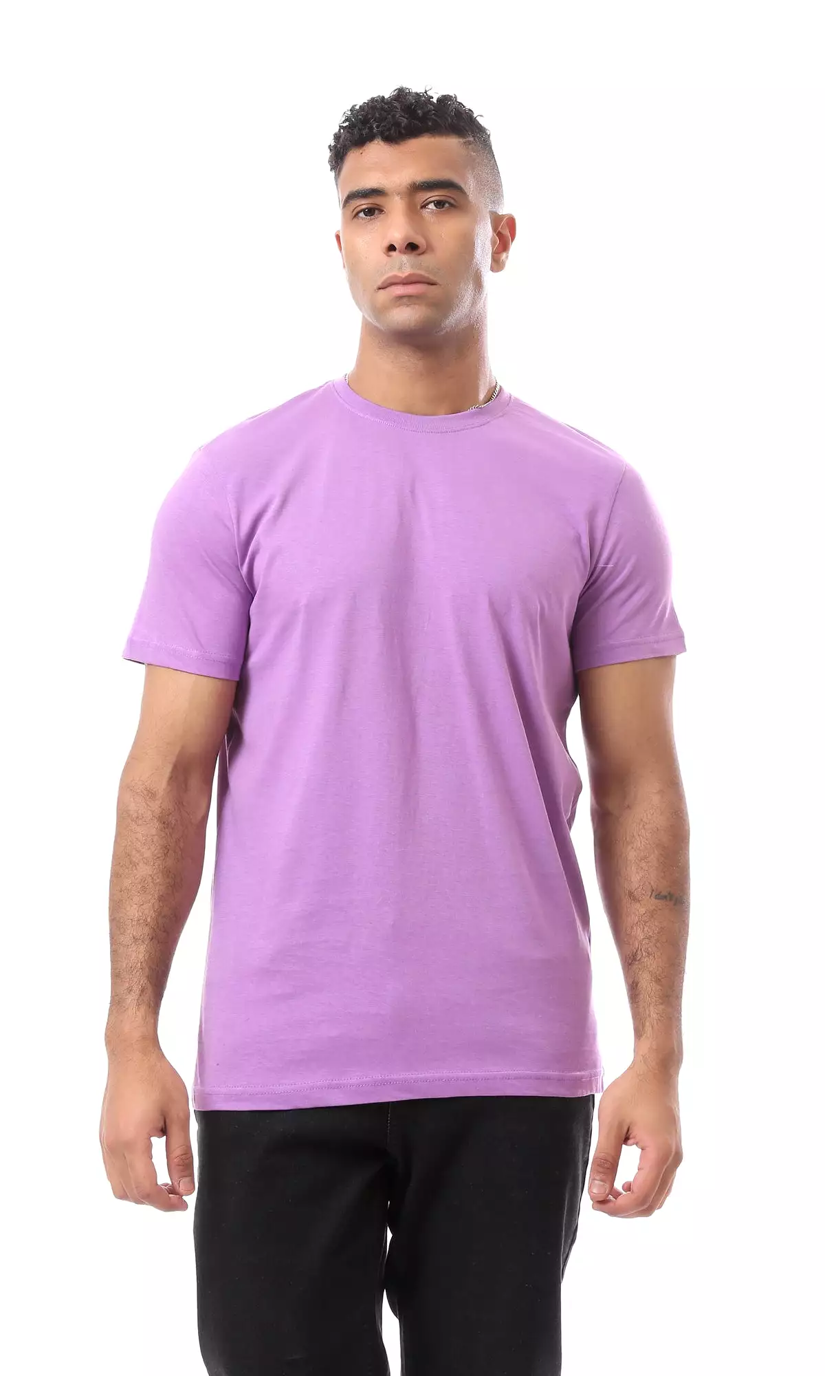 Heather Light Purple Short Sleeves Basic T-Shirt