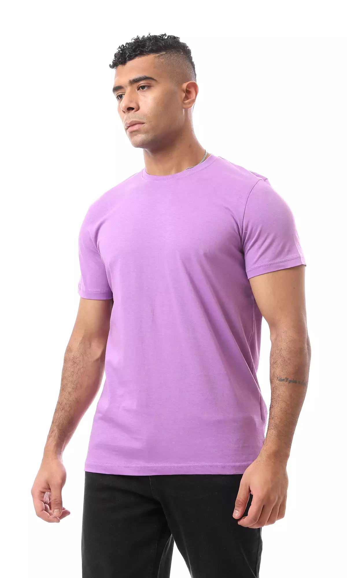 Heather Light Purple Short Sleeves Basic T-Shirt