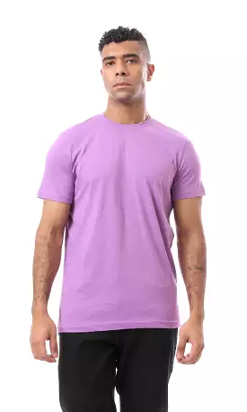 Heather Light Purple Short Sleeves Basic T-Shirt