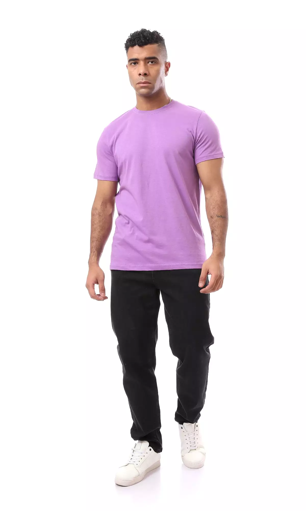 Heather Light Purple Short Sleeves Basic T-Shirt