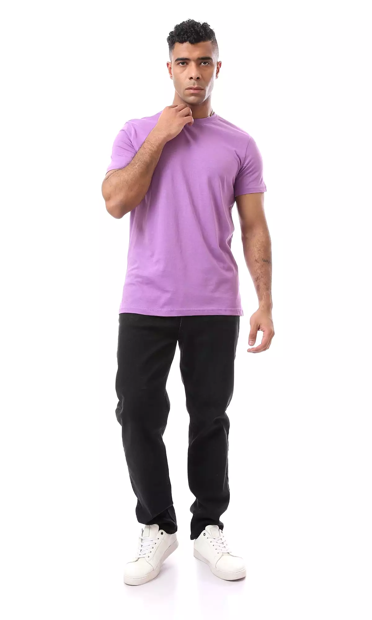 Heather Light Purple Short Sleeves Basic T-Shirt