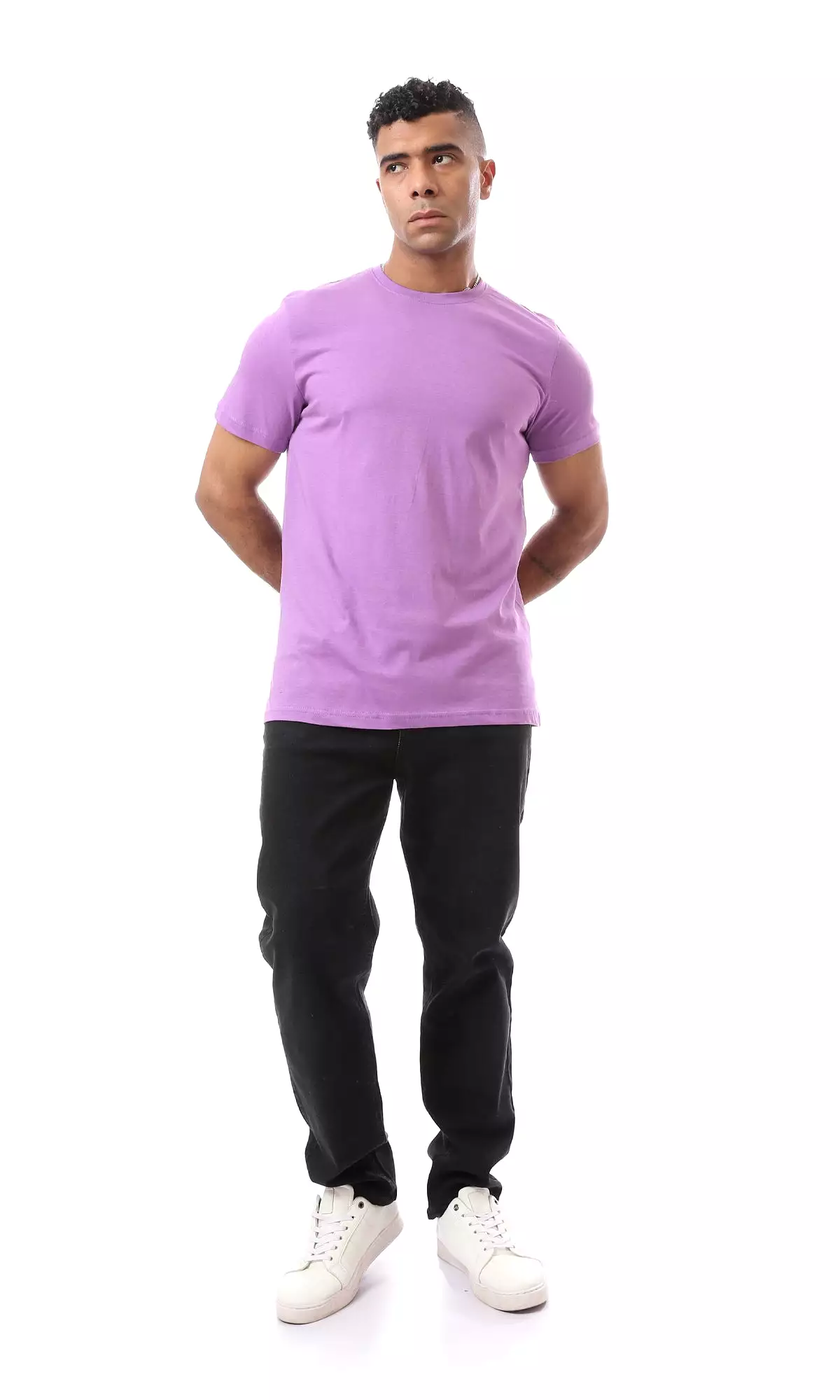 Heather Light Purple Short Sleeves Basic T-Shirt