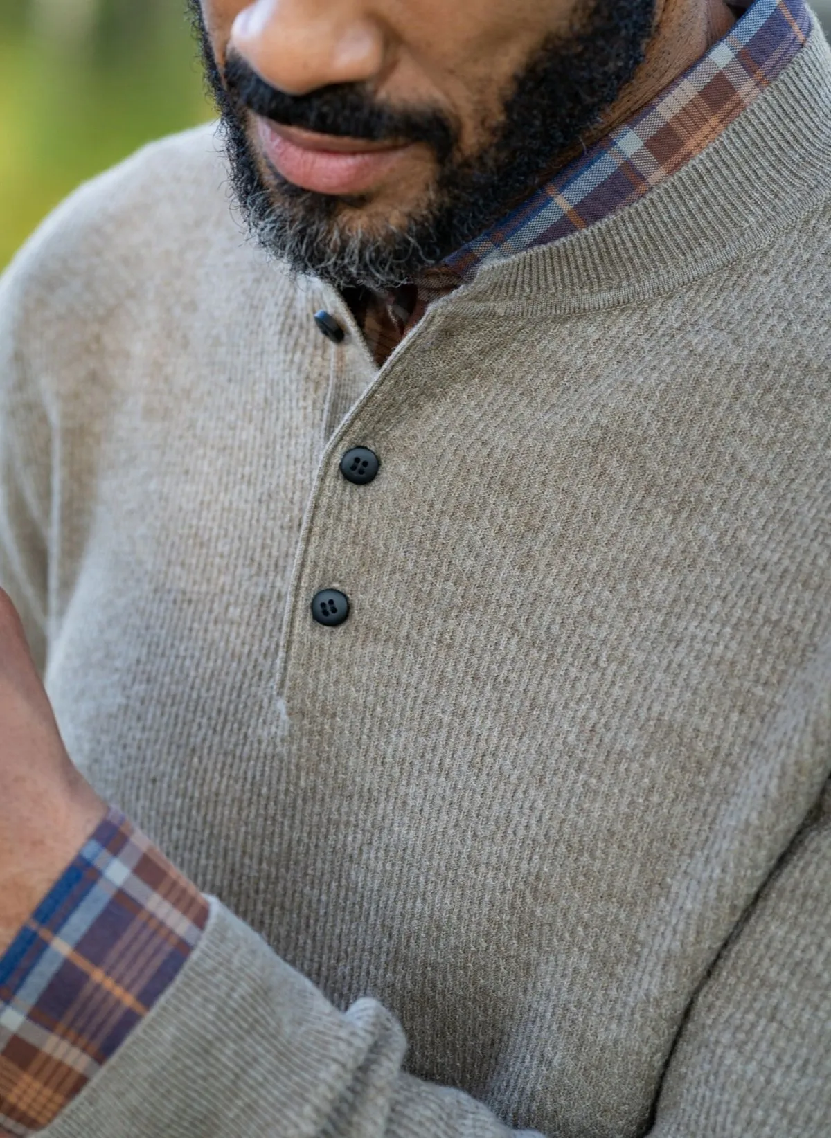 Tan Henley Sweater