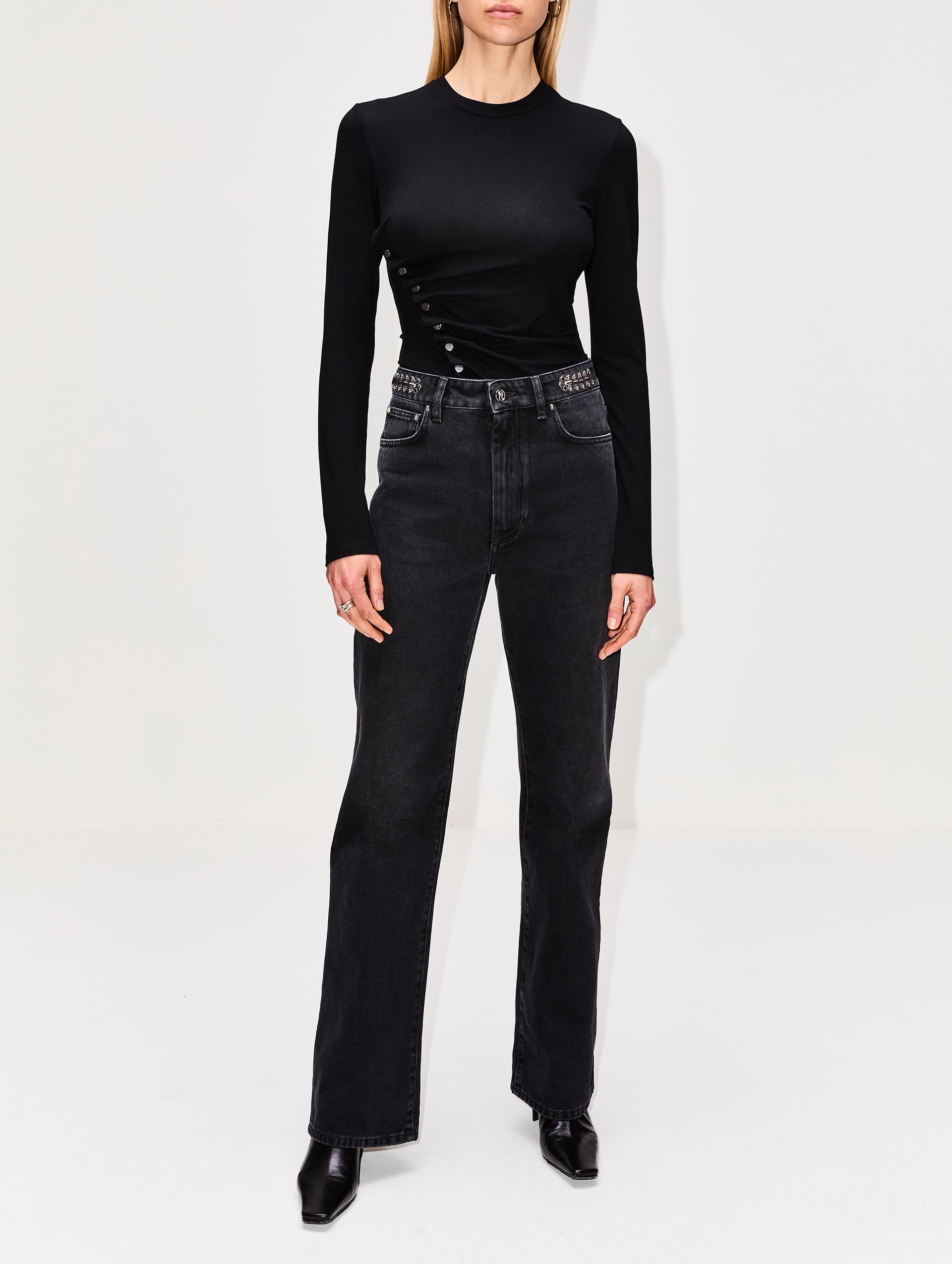 High-rise jeans with waist detail