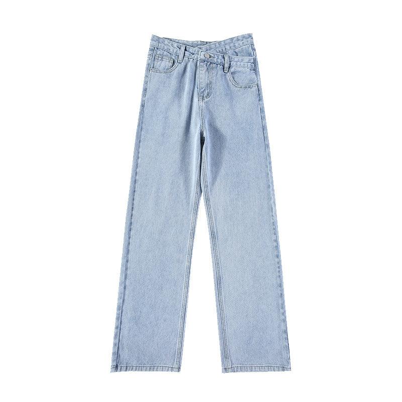 High Waist Slim Jeans Straight Drapey