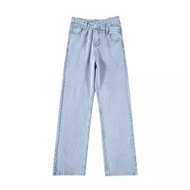 High Waist Slim Jeans Straight Drapey