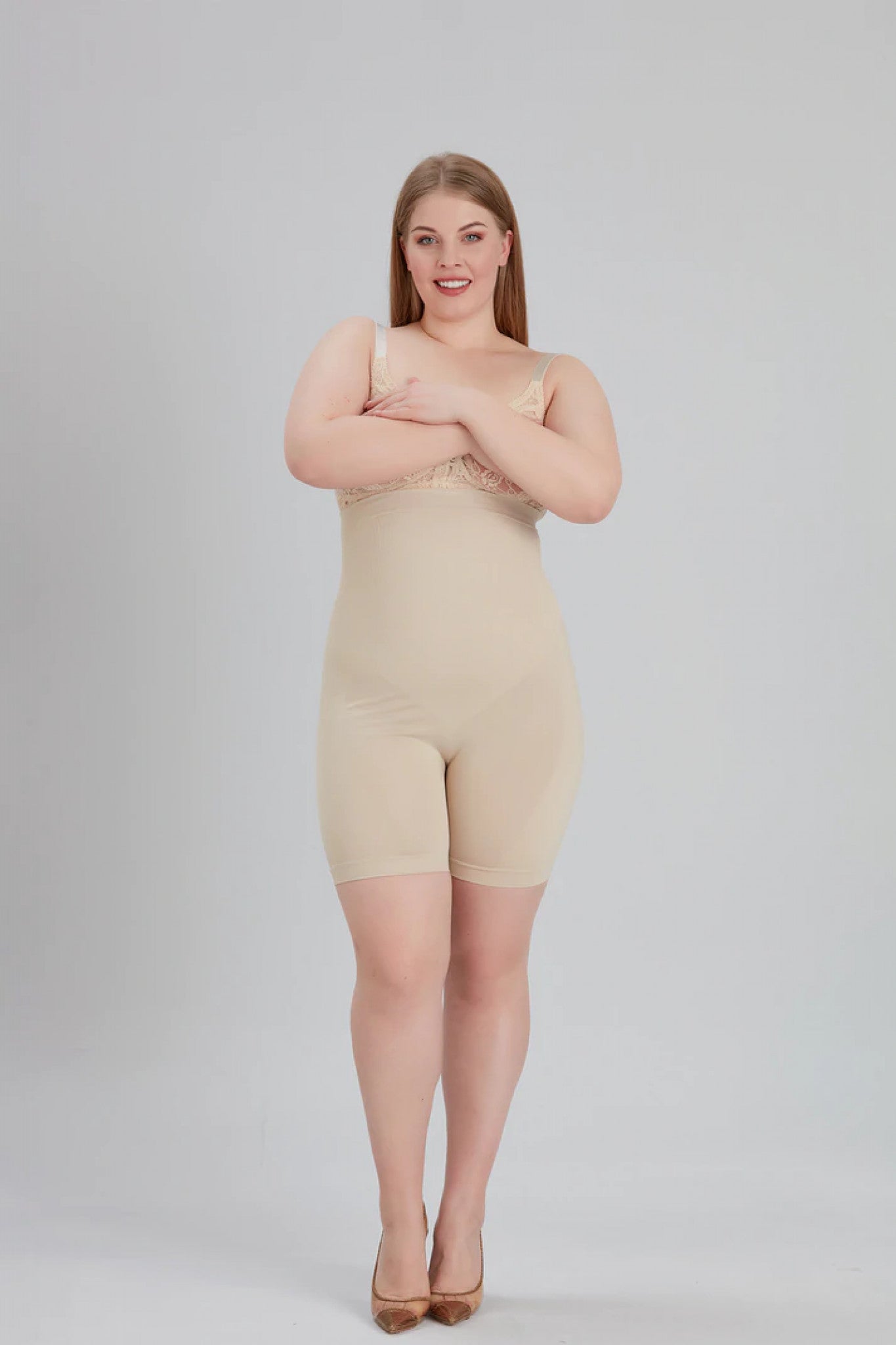 High Waisted Shapewear Shorts in Nude