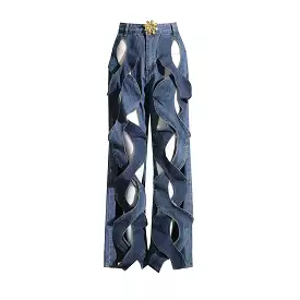 Hollow Twist High Waist Jeans