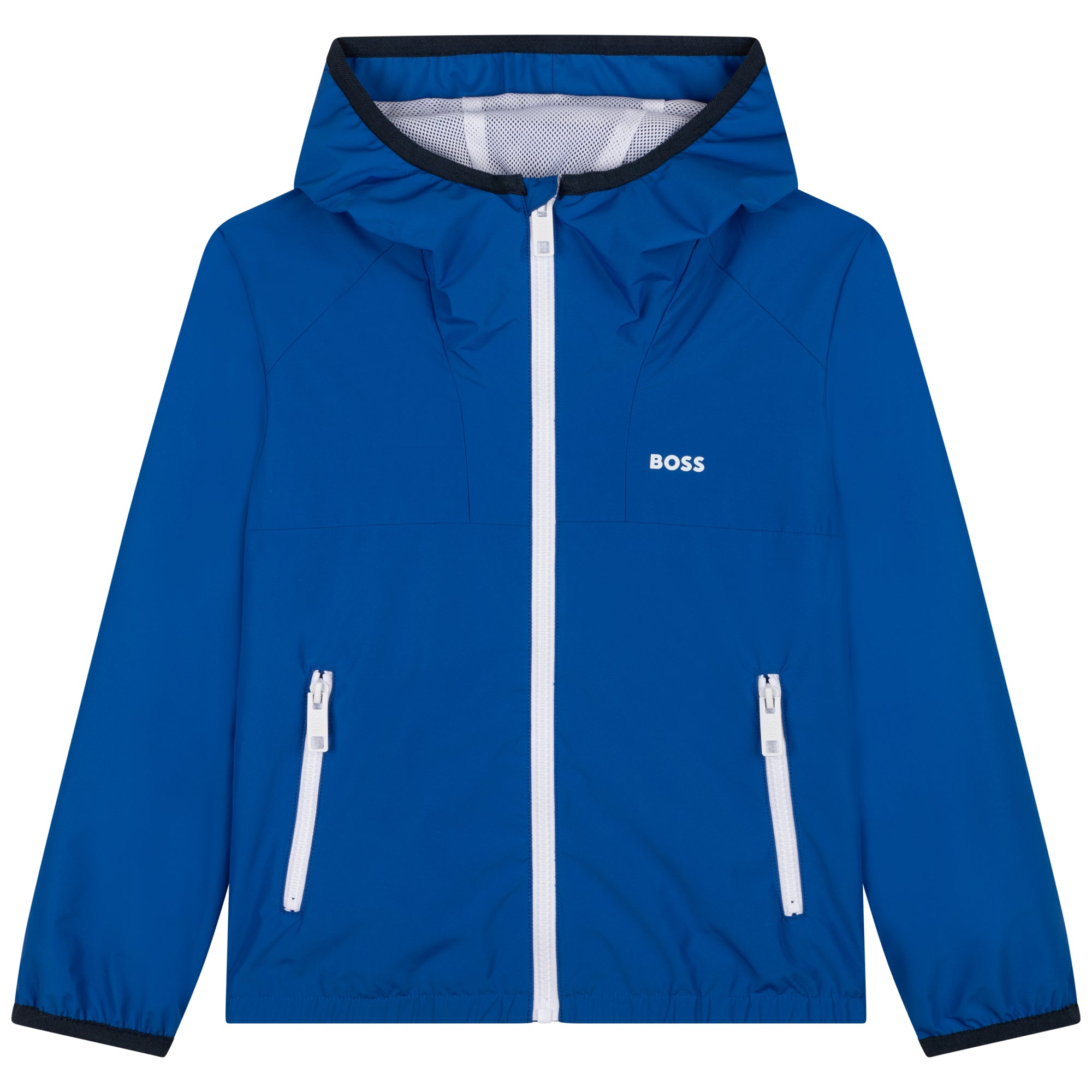 Hugo Boss Boys Electric Blue Hooded Windbreaker with Logo - J26469-871