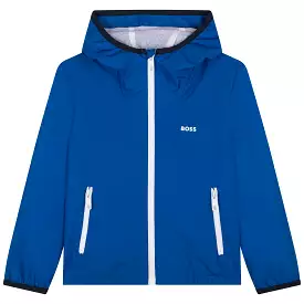 Hugo Boss Boys Electric Blue Hooded Windbreaker with Logo - J26469-871