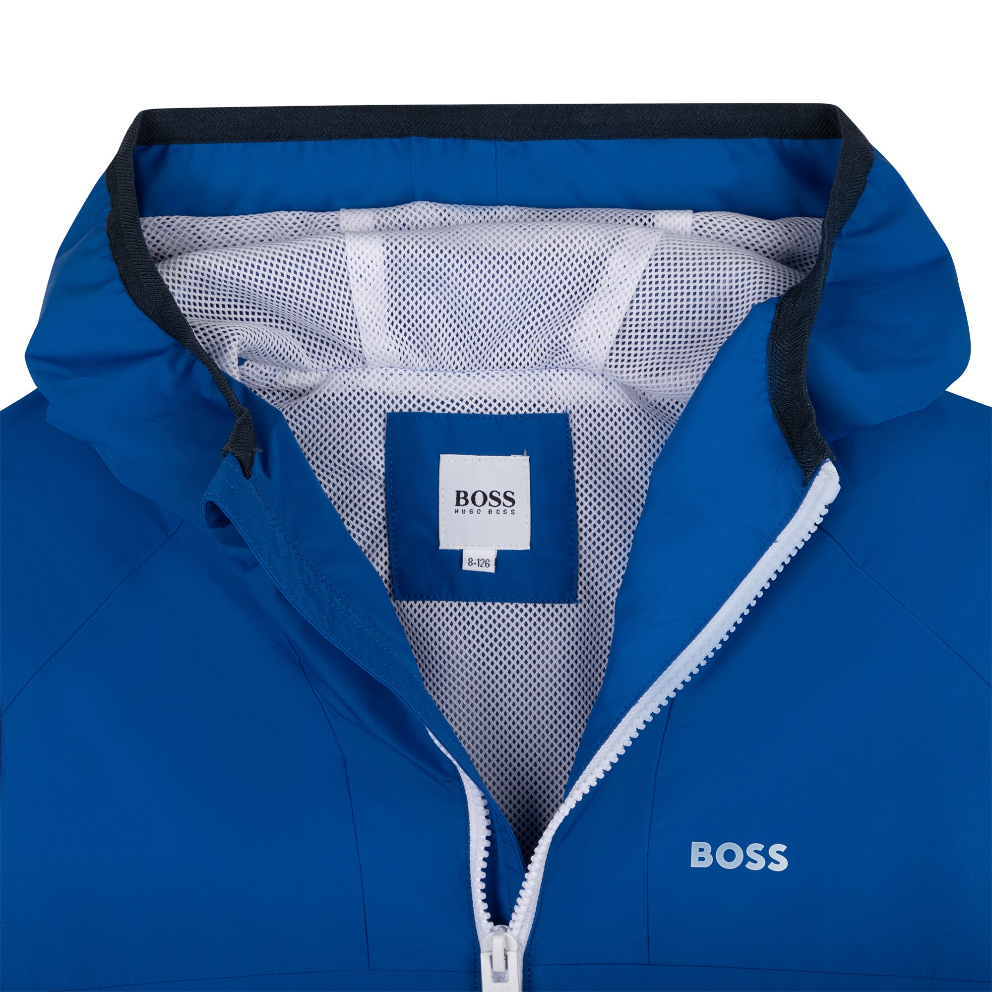 Hugo Boss Boys Electric Blue Hooded Windbreaker with Logo - J26469-871