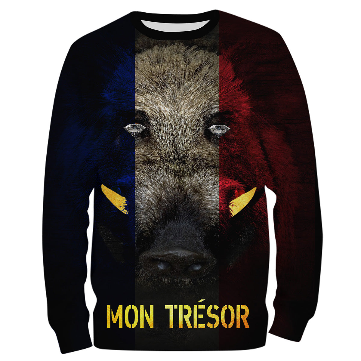 Hunting Boar, Boar Head, Funny Hunter T-Shirt, France Flag - VECHSA002