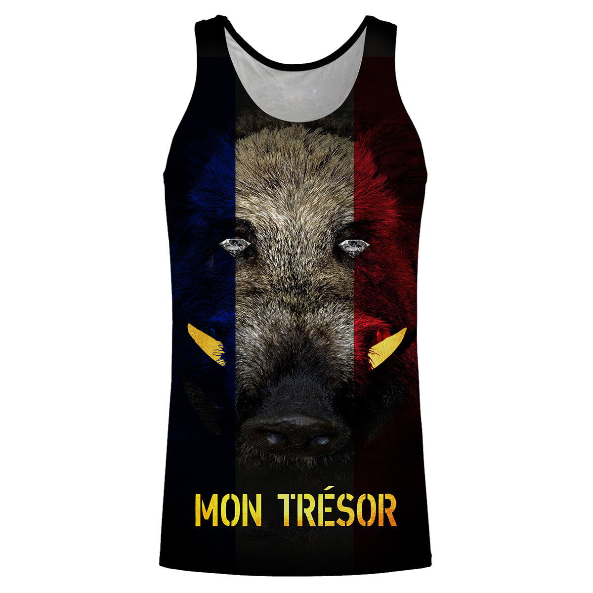 Hunting Boar, Boar Head, Funny Hunter T-Shirt, France Flag - VECHSA002