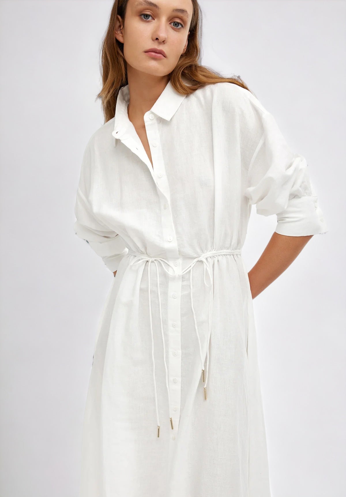 Isla Shirt Dress in Ivory