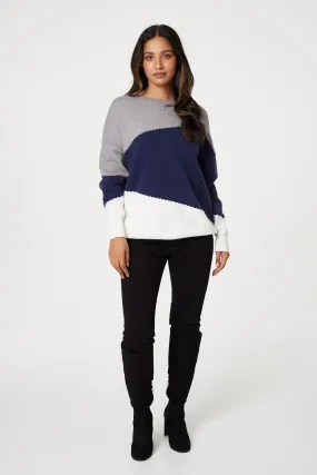 Izabel London - Color Block Comfortable Knit Jumper