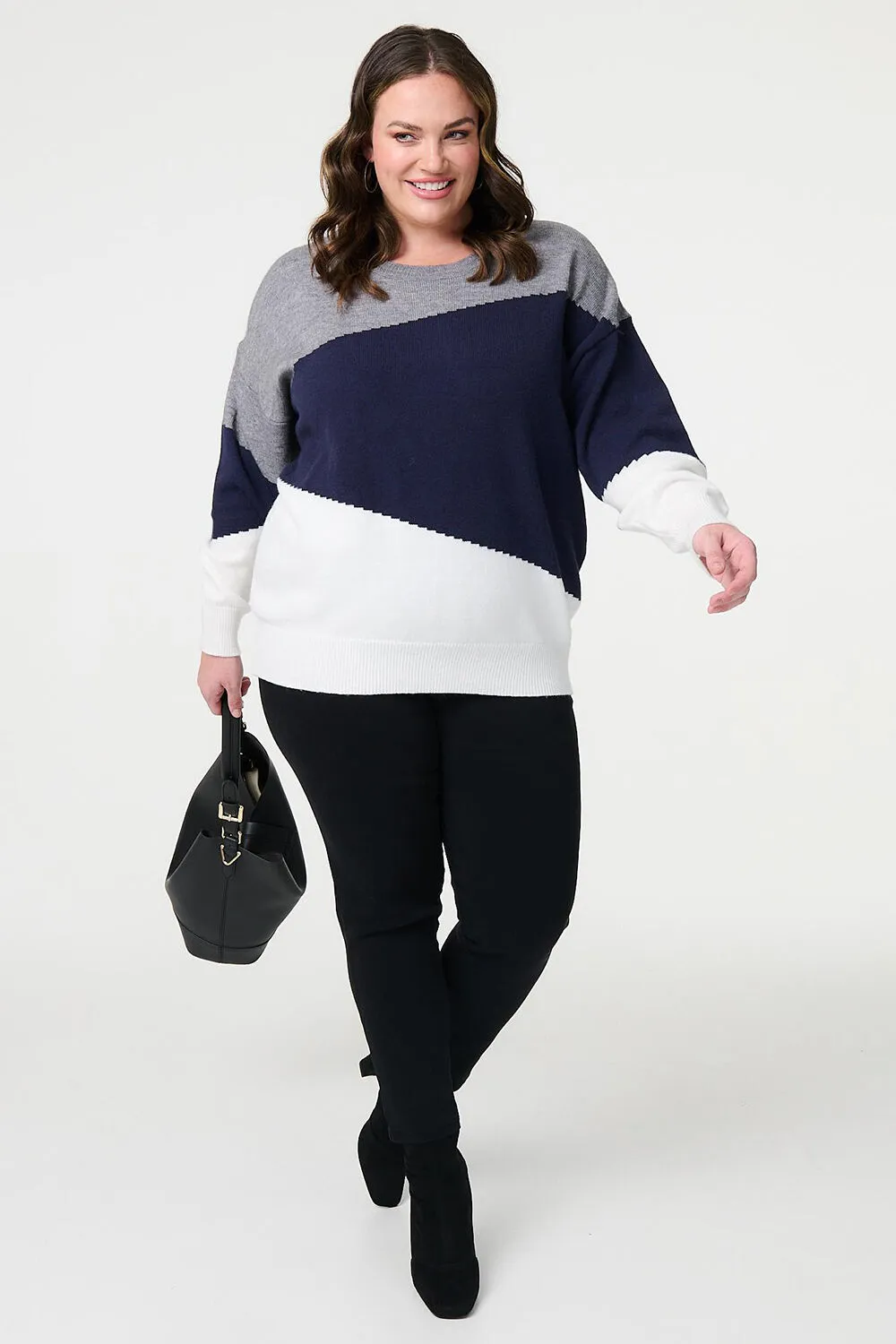 Izabel London - Color Block Comfortable Knit Jumper