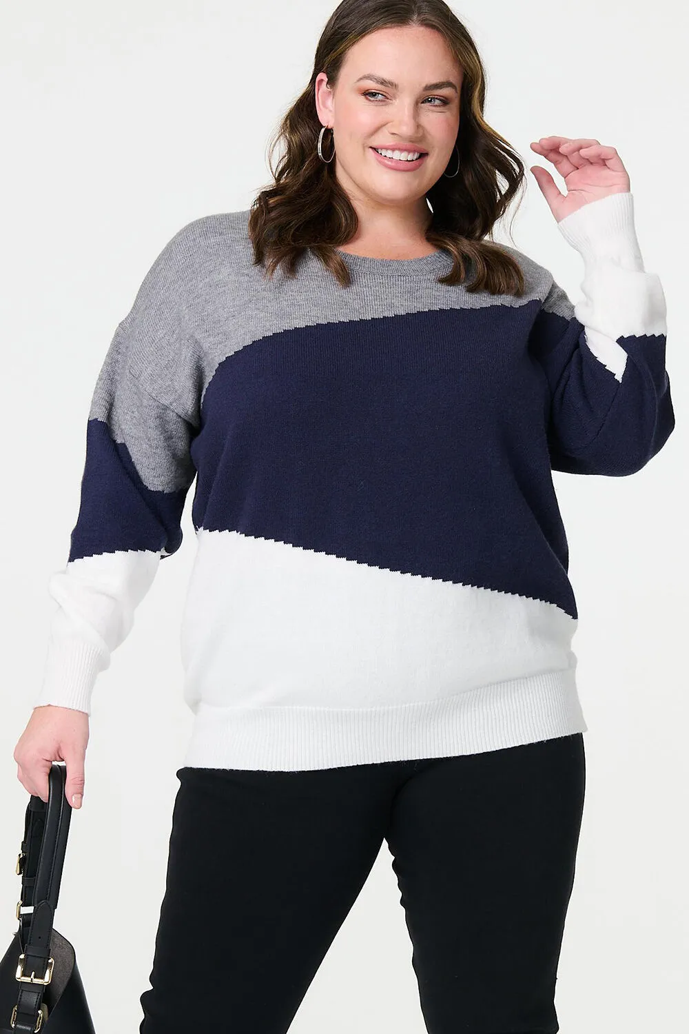 Izabel London - Color Block Comfortable Knit Jumper