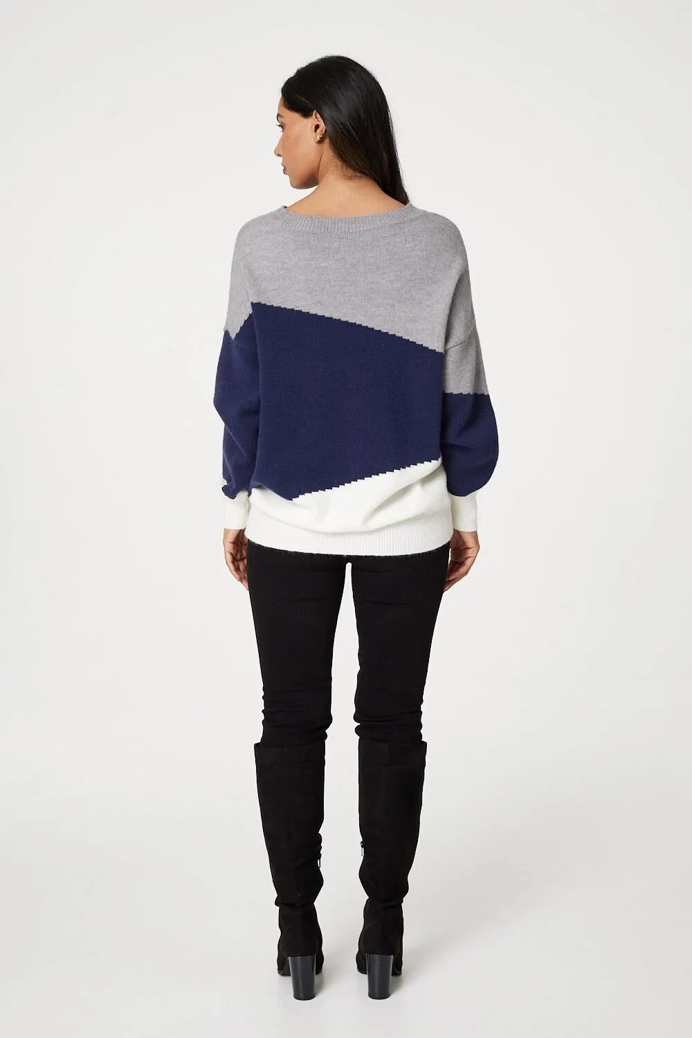 Izabel London - Color Block Comfortable Knit Jumper