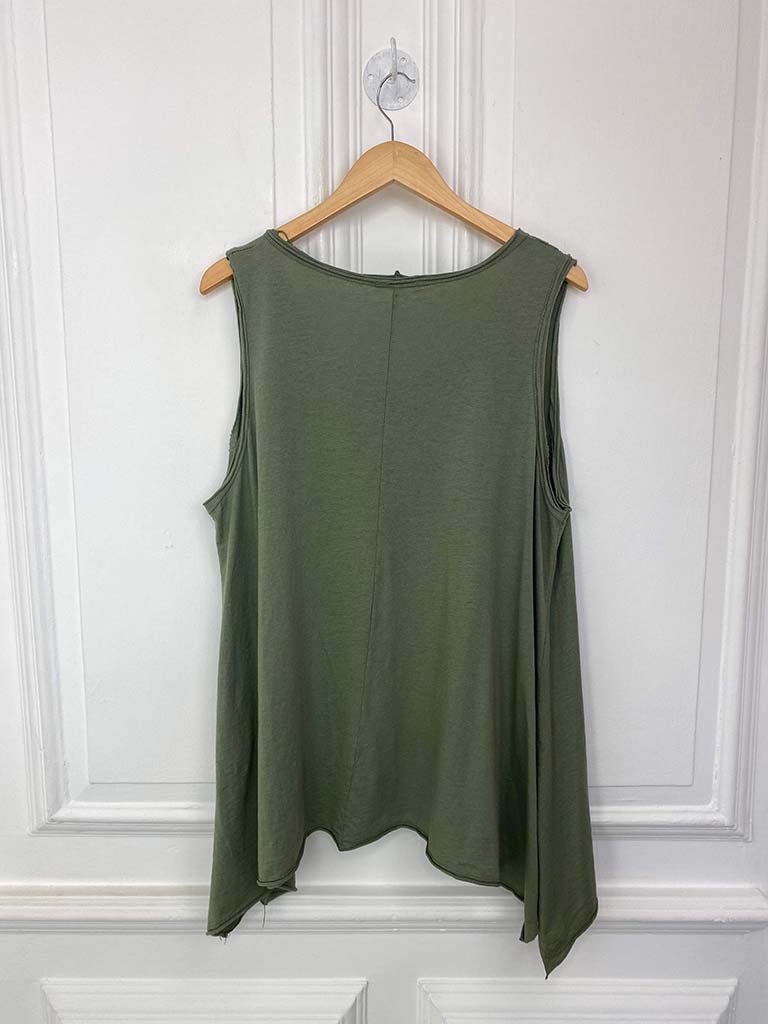 Khaki Swing Top - Raw Edge Jersey