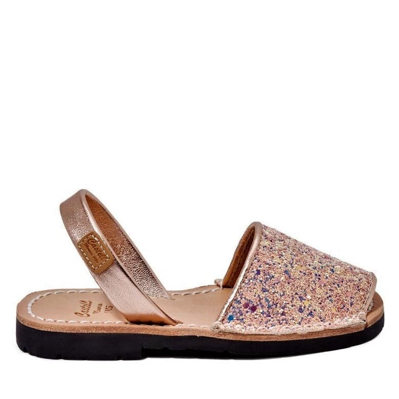 Kids' Glitter Leather Menorcan Sandal - Iker 1097R Stretch | Shop Now