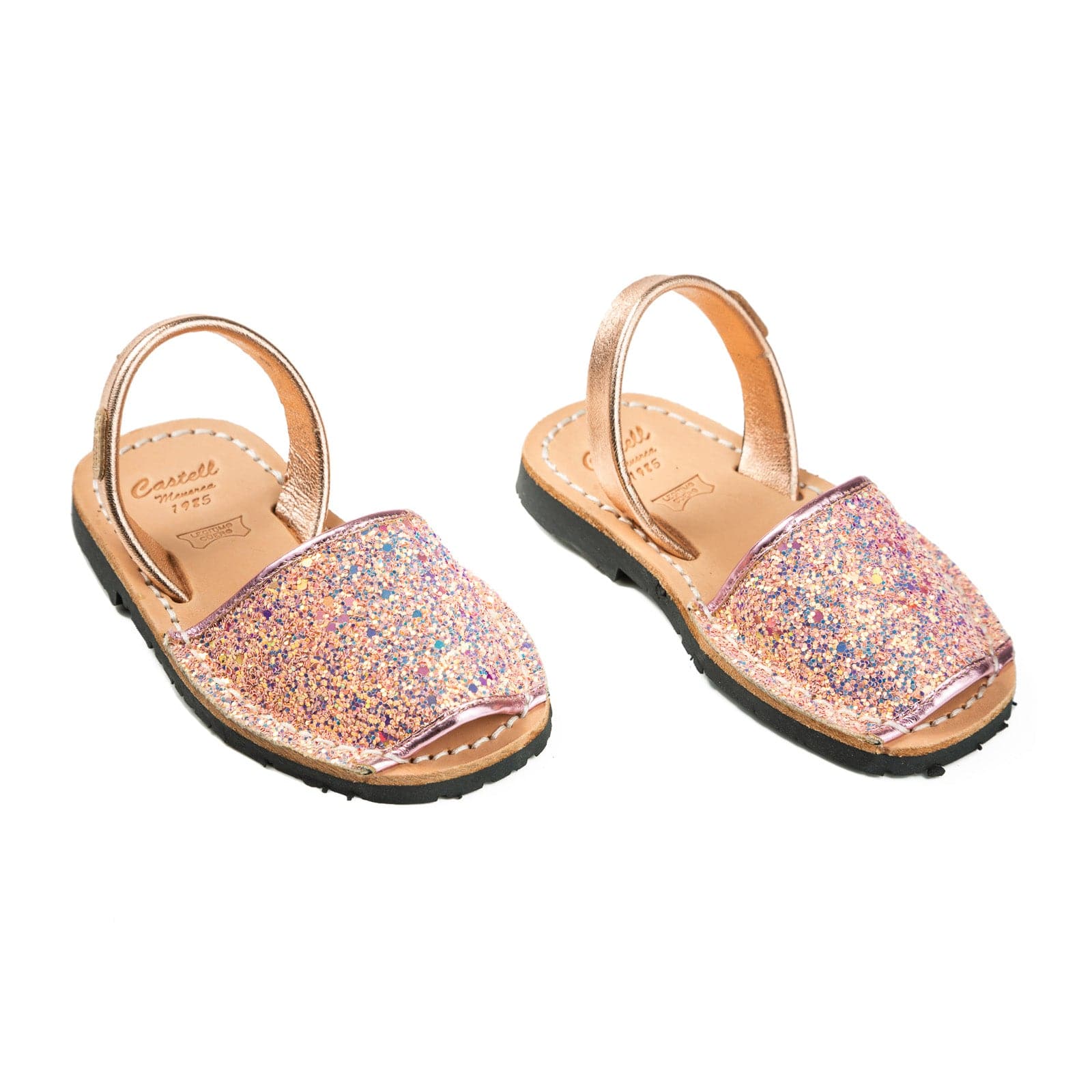 Kids' Glitter Leather Menorcan Sandal - Iker 1097R Stretch | Shop Now