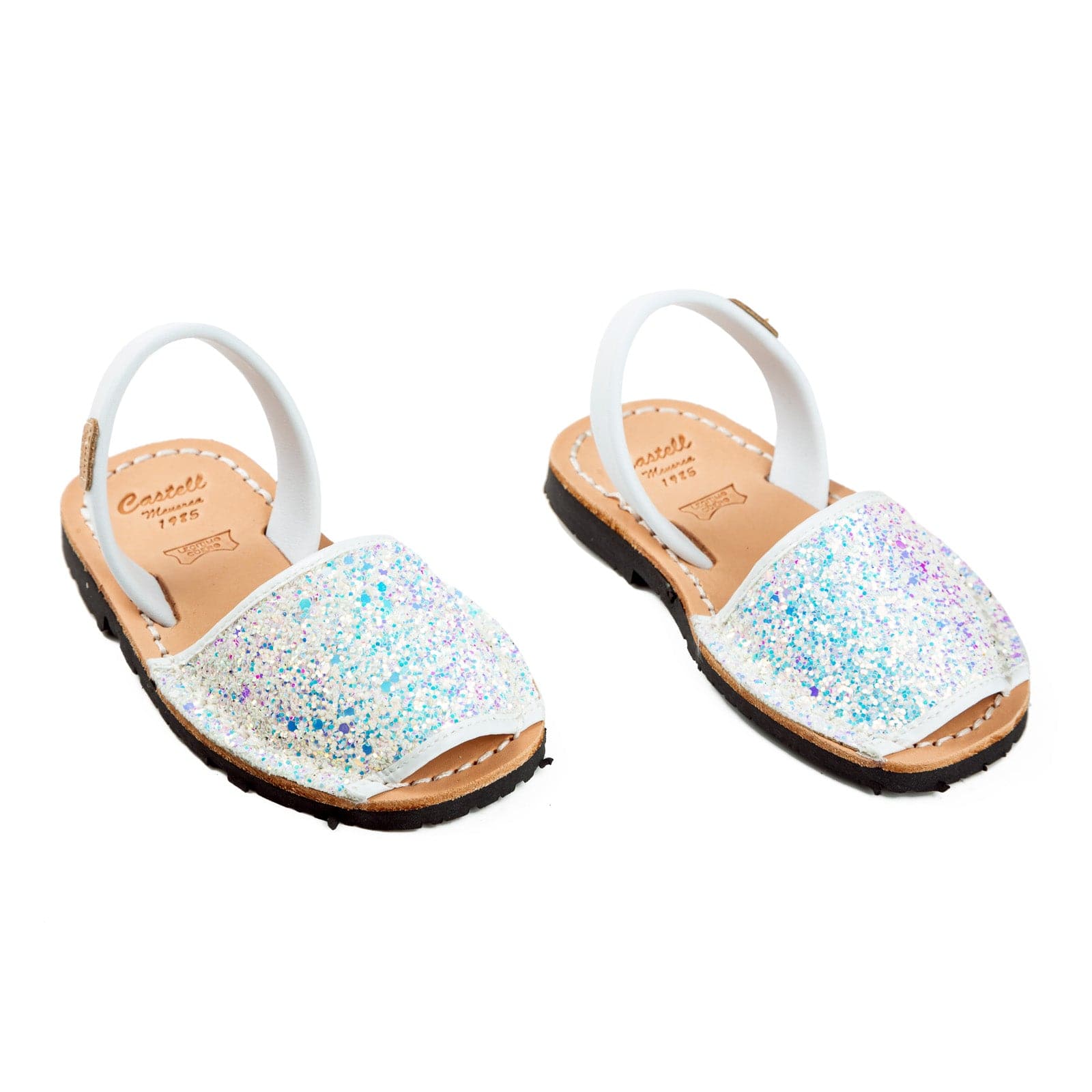 Kids' Glitter Leather Menorcan Sandal - Iker 1097R Stretch | Shop Now